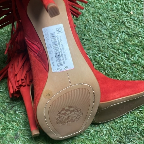 Red Peep Toe Fringe Ankle Booties NWT size 6 - Picture 4 of 4
